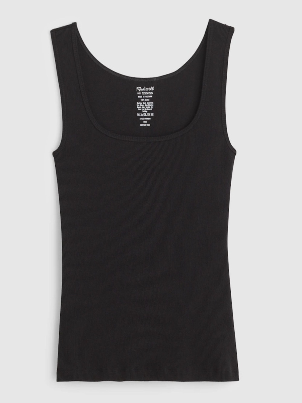 Madewell Black Ribbed Scoop Tank S-M NW940 Brand New
